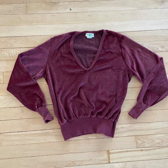 Vintage 80s Red Sweater Sears JR Bazaar Retro Preppy Soft Girl Fall Look Sz XS-S - Picture 7 of 10